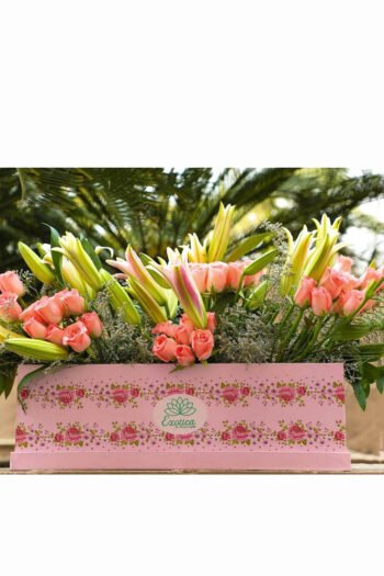 Box Arrangements Big Box of Pink Oriental Lily, Baby Pink Roses & Limonium