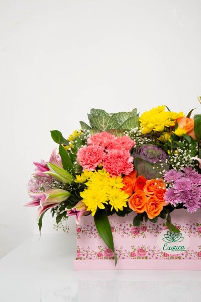 Box Arrangements Big Box of Lily, Brassica, Carnations, Roses & Daisy