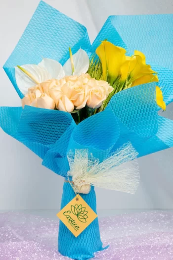 Hand Bunches Cala Lily, Roses & Anthuriums