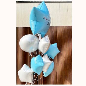 Balloon Bunches Blue & White Balloons