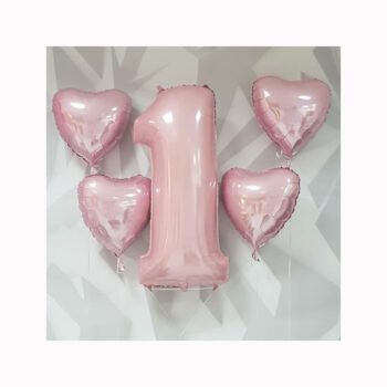 Balloon Bunches Number 1 Foil Balloon & 4 Heart Balloons