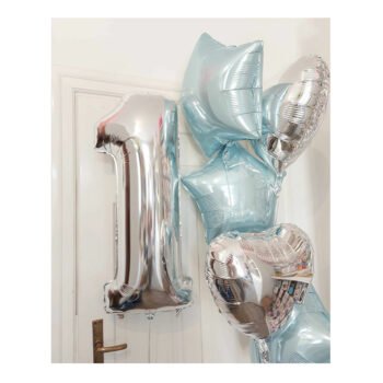 Balloon Bunches Number 1 Foil Balloon, Heart & Star Balloons