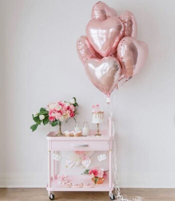 Balloon Bunches Rose Gold heart shape Balloons