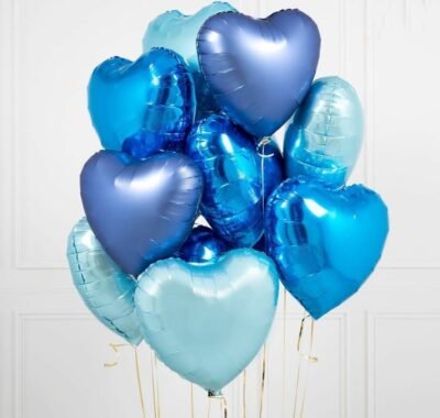 Balloon Bunches Bunch of 12 Blue Heart Balloon