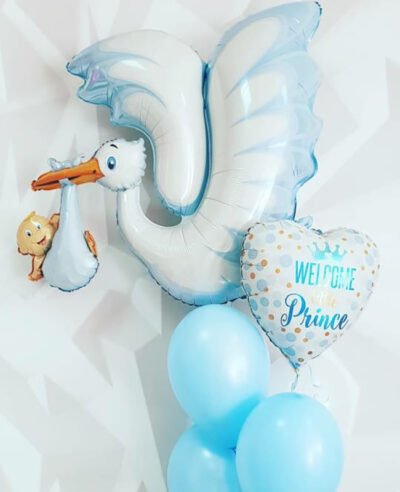 Balloon Bunches Glitter baby Prince Balloon, Cicogna Celeste Balloon & Latex Balloons