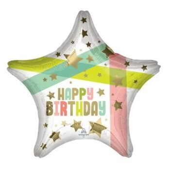 Birthday Happy Birthday Gold Stars & Color