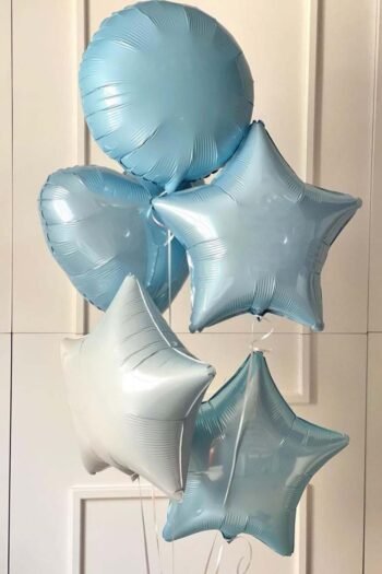 Balloon Arrangements Balloon Bunch Of Star, Round, Heart in Light Blue Color