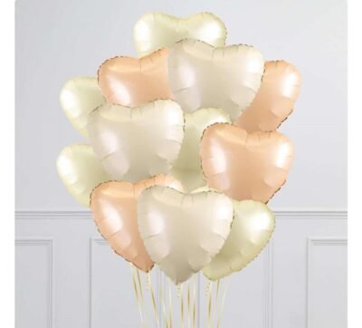 Balloon Arrangements Balloon Bunch Of Cream, Satin White, Nude Hearts