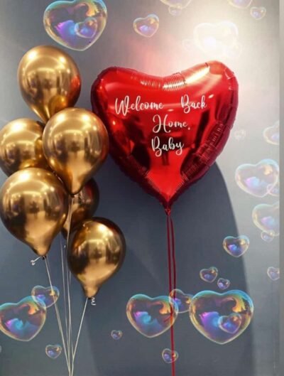 Balloon Arrangements Balloon Bunch Of Big Red Heart With Golden latex