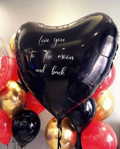 Balloon Arrangements Balloon Bunch Of Black Big Heart With Latex