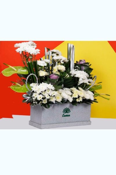 Box Arrangements Flower Box Of White Daisy & Carnation