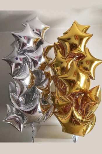 Balloon Arrangements Balloon Bunch Of Gold & Silver Stars