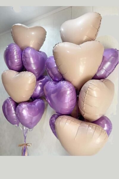 Balloon Arrangements Balloon Bunch Of Cream & Lilac Heart