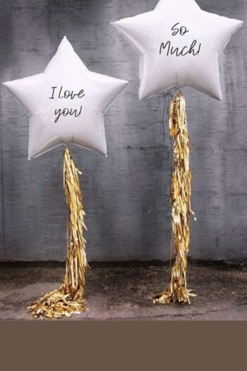 Balloon Arrangements Balloon Bunch Of White Heart With Golden Frill