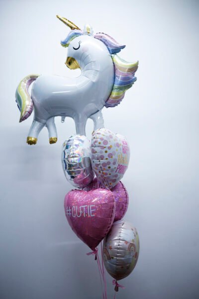 Balloon Arrangements Balloon Bunch Of Glitter Unicorn With Birthday Cake