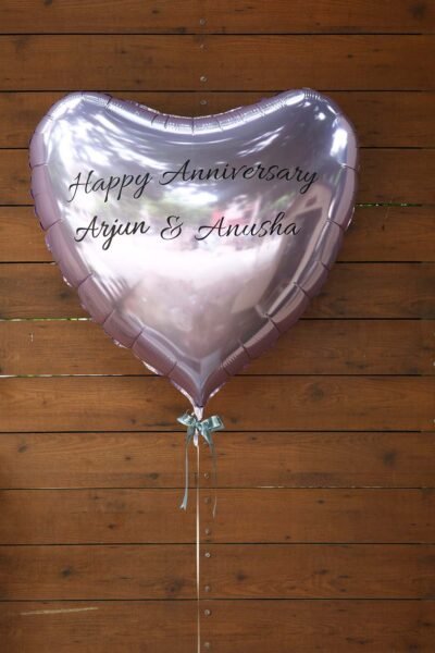 Anniversary Balloon Bunch Of Big Lilac Heart With Text