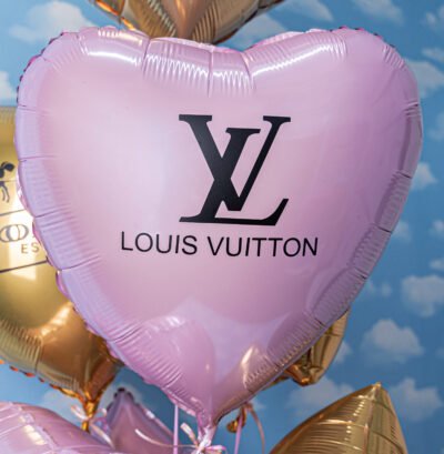 Balloon Arrangements Balloon Bunch Of Big Heart With Pink & Gold  Stars