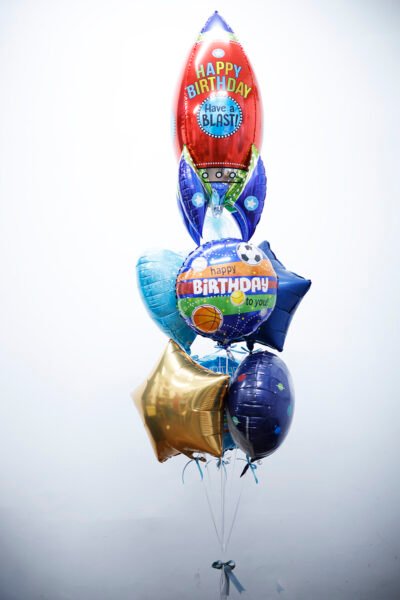 Balloon Arrangements Balloon Bunch Of Rocket, Heart, Star For Birthday