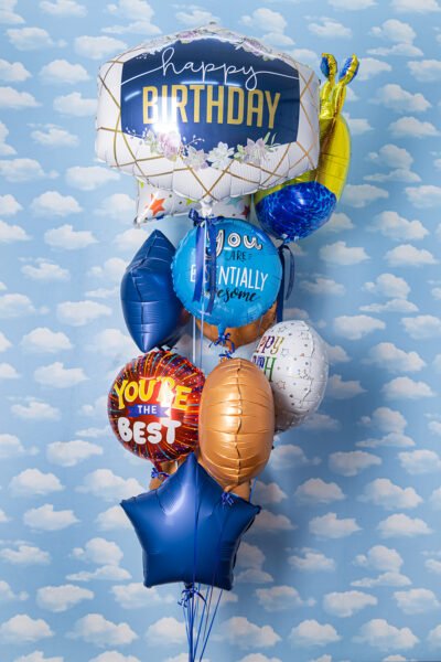 Balloon Arrangements Balloon Bunch Of Multy Birthday Balloons With Star & Round