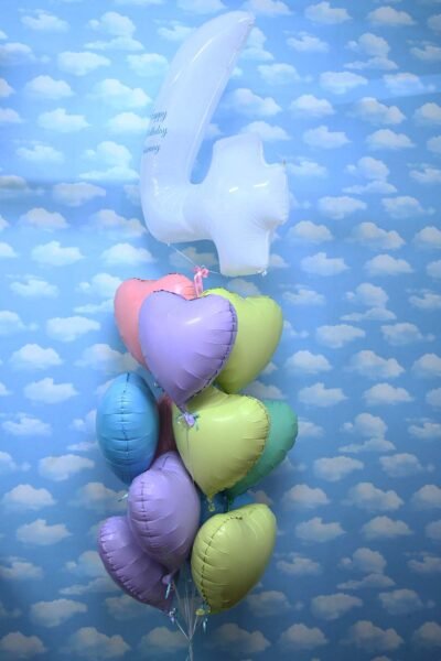 Balloon Arrangements Balloon Bunch Of Hearts With Number 4