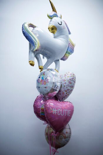 Balloon Arrangements Balloon Bunch Of Glitter Unicorn With Birthday Cake