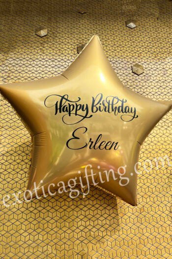 Balloon Arrangements Single Satin Gold Star Balloon with Text