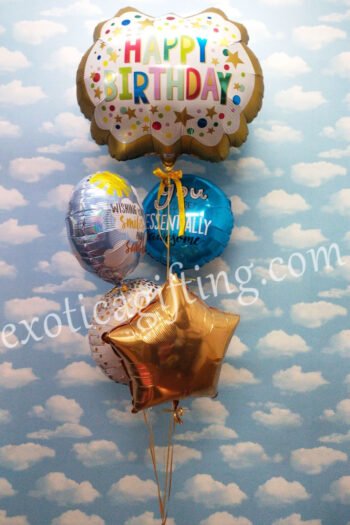 Balloon Arrangements Balloon Bunch of Birthday With Round & Golden Star