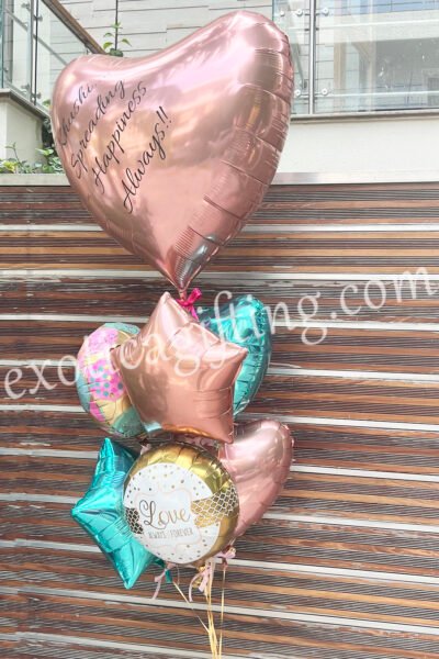 Balloon Arrangements Balloon Bunch Of Big Heart With Small Star & Hearts