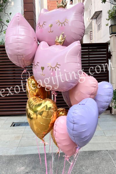 Balloon Arrangements Balloon Bunch of Hearts With Princess Cats