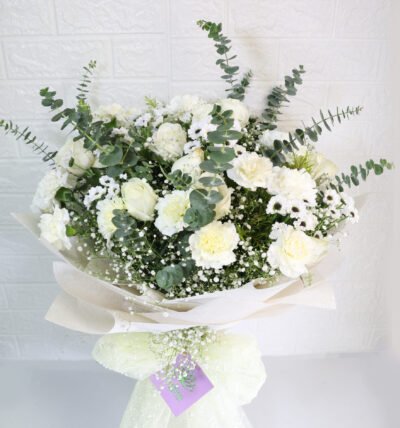 Flowers Decoration White Rose & Carnation Flowers Bunch