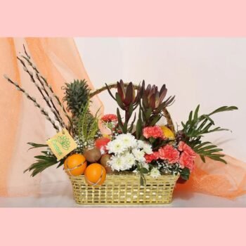 Diwali Flowers Diwali Delight with Elegant Flower and Fruit Basket