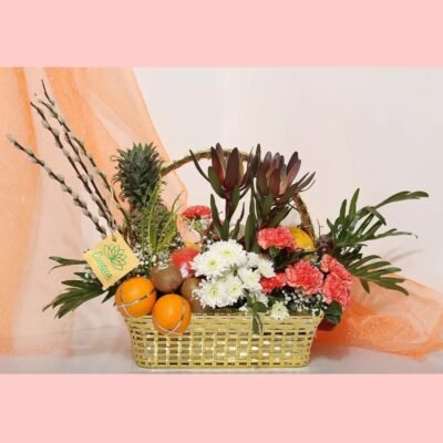 Diwali Flowers Diwali Delight with Elegant Flower and Fruit Basket